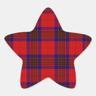 Pegatina En Forma De Estrella Leslie tartan azul púrpura