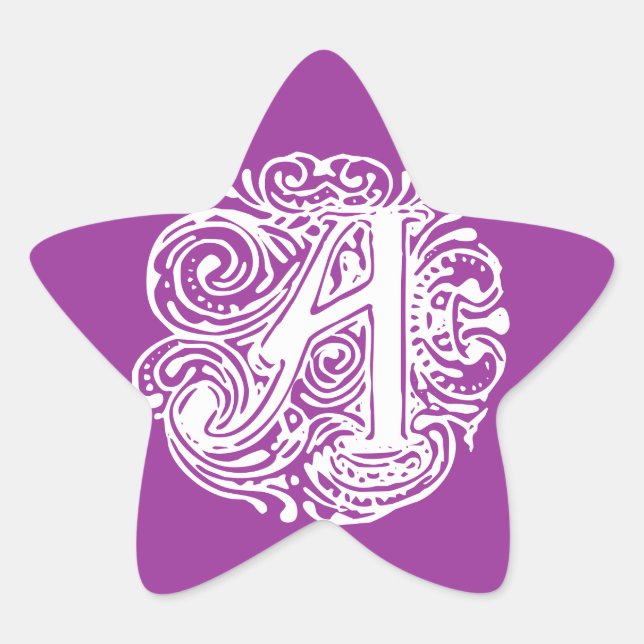 Pegatina En Forma De Estrella Letra blanca monarquia "A" (Anverso)