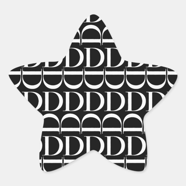 Pegatina En Forma De Estrella Letra inicial monograma D (Anverso)