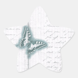 Pegatina En Forma De Estrella Letra mariposa vintage