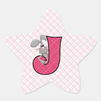 Pegatina En Forma De Estrella Letra rosada monograma de chaqueta J Gingham