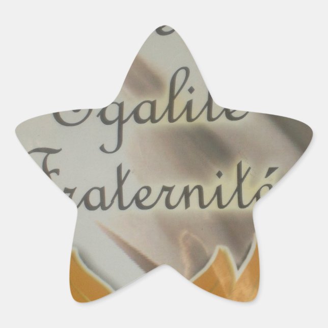 Pegatina En Forma De Estrella Libertad, igualdad, fraternidad: un futuro floreci (Anverso)