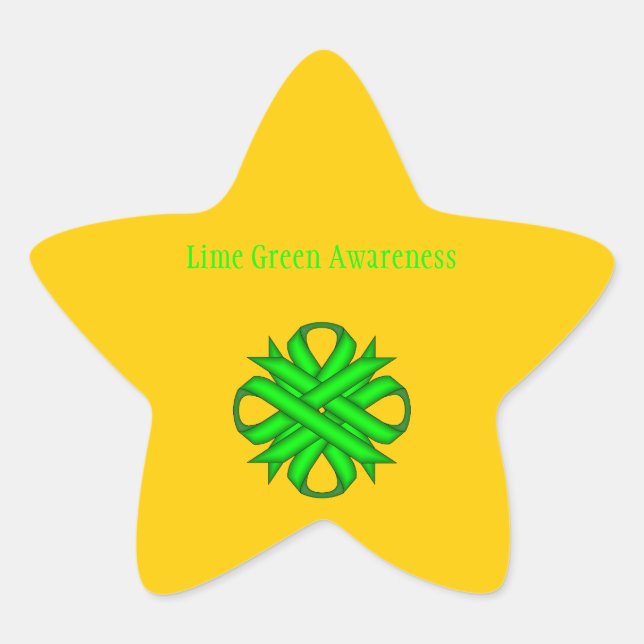 Pegatina En Forma De Estrella Lime Green Clover Ribbon por Kenneth Yoncich (Anverso)
