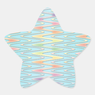 Pegatina En Forma De Estrella Lindo arcoíris femenino sobre zigzag azul turquesa