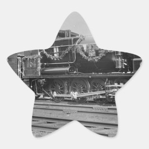 Pegatina En Forma De Estrella locomotora de vapor de tren ferrocarril antiguo fe