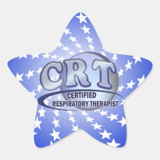PEGATINA EN FORMA DE ESTRELLA LOGO AZUL DE TERAPISTA RESPIRATORIO CERTIFICADO PO