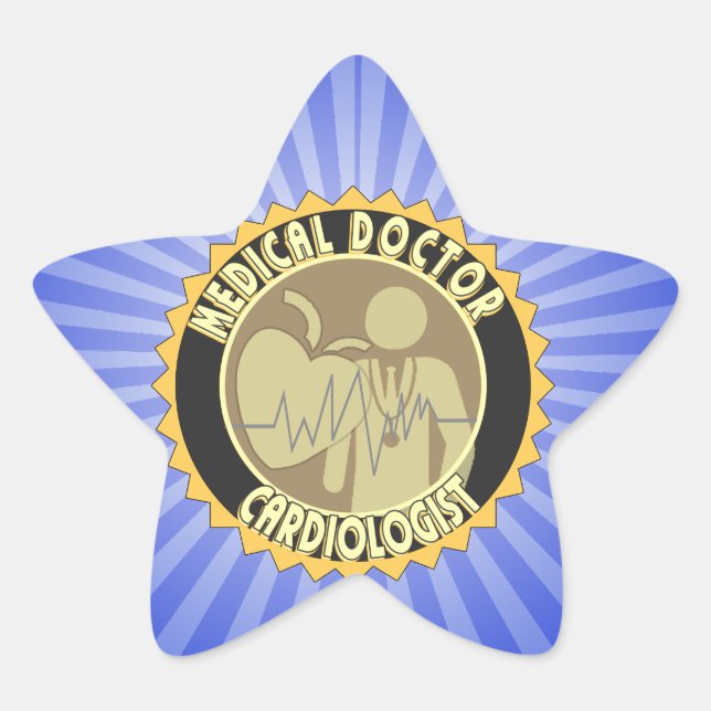 PEGATINA EN FORMA DE ESTRELLA LOGO CARDIOLOGISTA - MÉDICA CARDIOLÓGICO (Anverso)