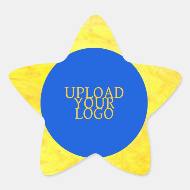Pegatina En Forma De Estrella Logo personalizado amarillo crema brillante (Anverso)