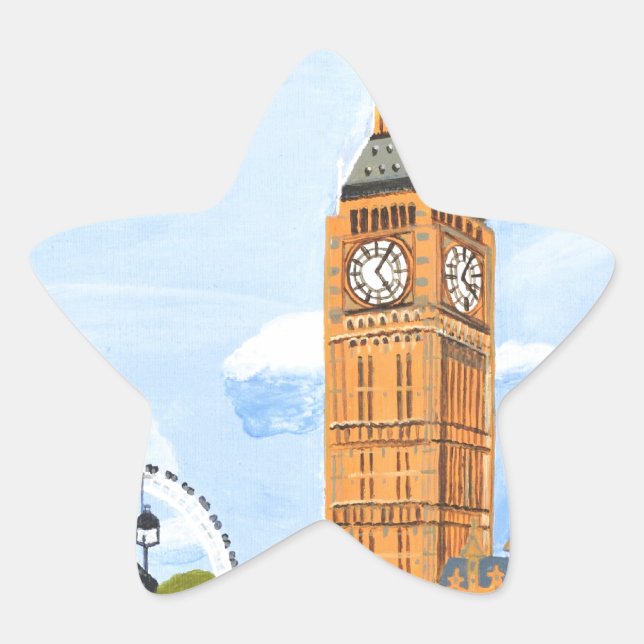 Pegatina En Forma De Estrella London Big Ben (Anverso)
