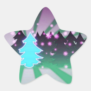 Pegatina En Forma De Estrella Los árboles de Navidad sombras de verde