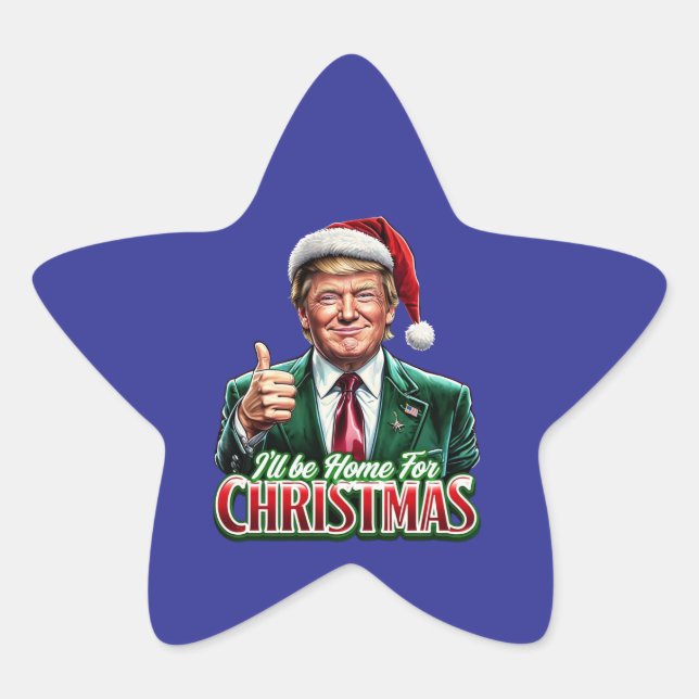 Pegatina En Forma De Estrella Los Navidades de Donald Trump en Santa Hat (Anverso)