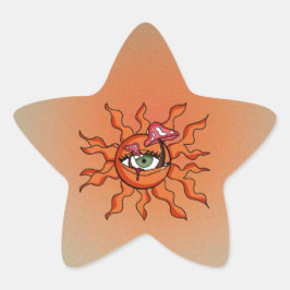 Pegatina En Forma De Estrella Los rayas de champiñones que dan el sol