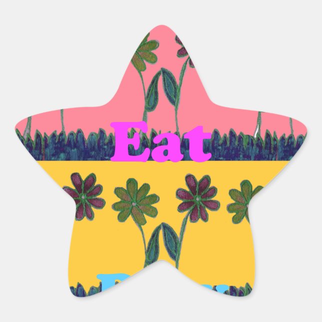 Pegatina En Forma De Estrella Love Eat Play Art Print (Anverso)
