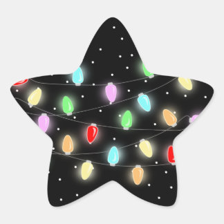 Pegatina En Forma De Estrella Luces de Navidades coloridas