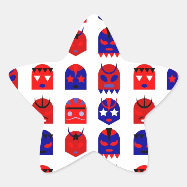 Pegatina En Forma De Estrella lucha libre mascarillas (Anverso)