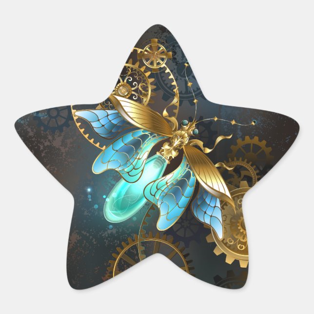 Pegatina En Forma De Estrella Luciérnaga de Steampunk (Anverso)