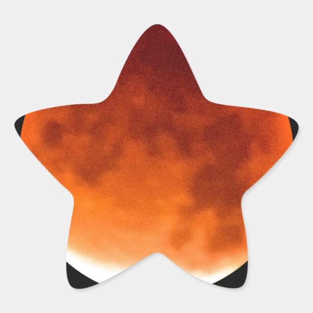 Pegatina En Forma De Estrella Luna Roja Ascendente (Anverso)