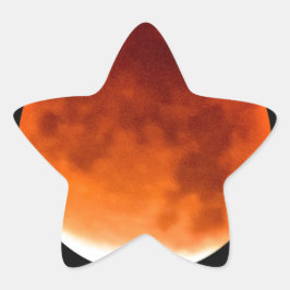 Pegatina En Forma De Estrella Luna Roja Ascendente