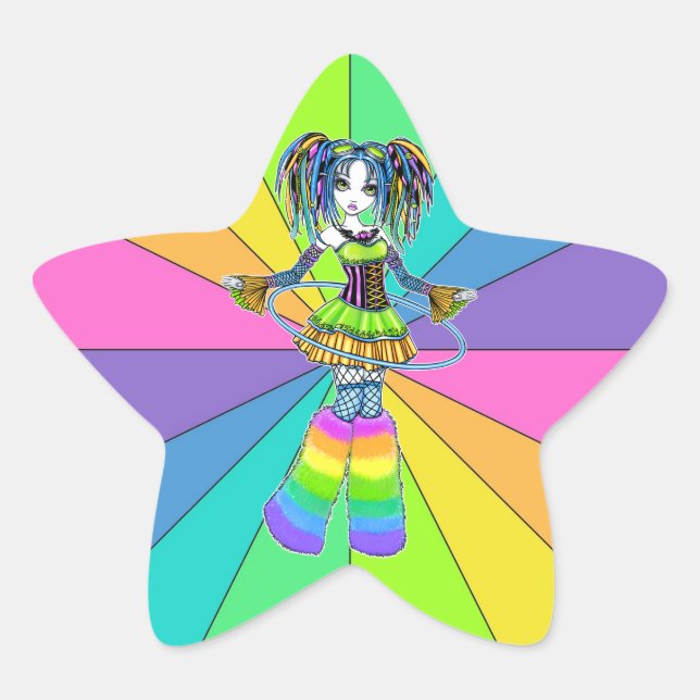 Pegatina En Forma De Estrella "Luxie" Gótico cibernético arcoiris Hula Hoop Pega (Anverso)