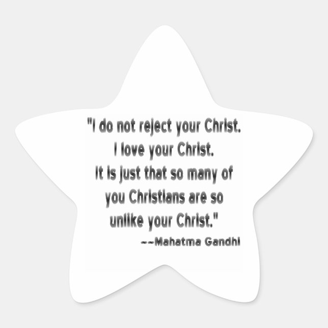 Pegatina En Forma De Estrella Mahatma Gandhi sobre los cristianos (Anverso)