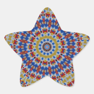 Pegatina En Forma De Estrella Mándala amarillo azul