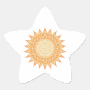 Pegatina En Forma De Estrella "Mandala del girasol dorado - la luz dentro de ti"