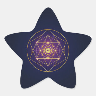 Pegatina En Forma De Estrella Mandala Dorado Celestial — Equilibrio en lo Infini