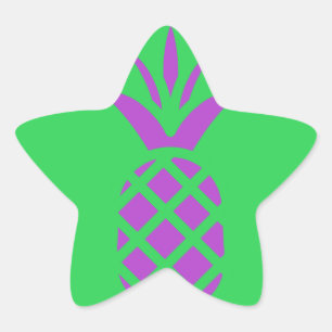 Pegatina En Forma De Estrella manzana de pino púrpura en verde.