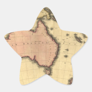 Pegatina En Forma De Estrella Mapa de Australia 1818 - Australia, Nueva Zelanda
