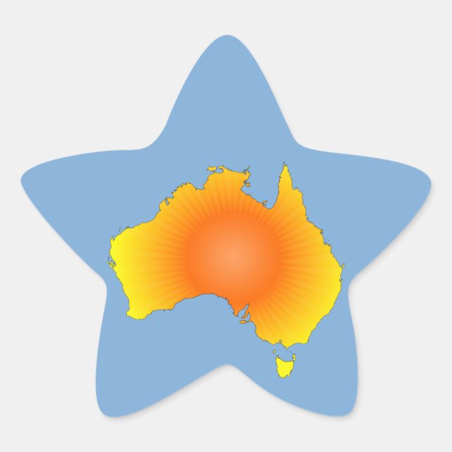 Pegatina En Forma De Estrella Mapa de Sunny Australia (Anverso)