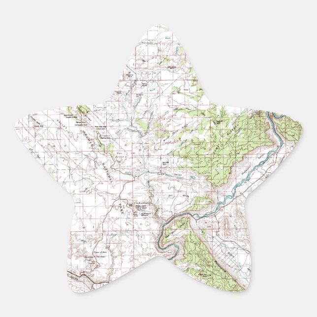 Pegatina En Forma De Estrella Mapa topográfico (Anverso)