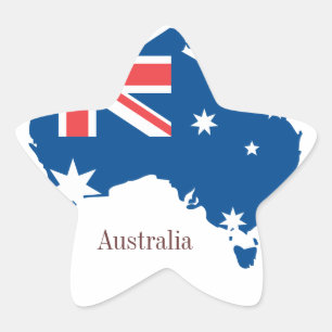 Pegatina En Forma De Estrella mapa y bandera - pegatina de Australia