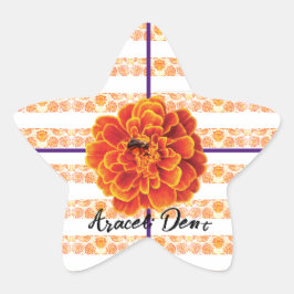 Pegatina En Forma De Estrella Marigolds y Bee