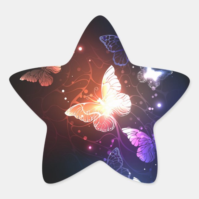 Pegatina En Forma De Estrella Mariposas nocturnas brillantes (Anverso)