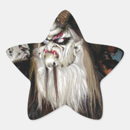 Pegatina En Forma De Estrella Máscara malvada del diablo japonés de cuernos