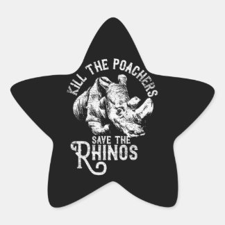 Pegatina En Forma De Estrella Matar A Los Cazadores Salven El Regalo Del Rinocer