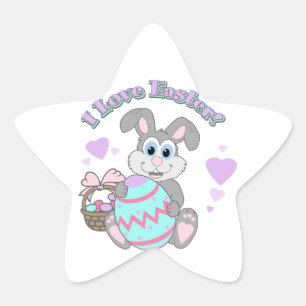 Pegatina En Forma De Estrella ¡Me Encanta La Pascua! Conejo de Pascua