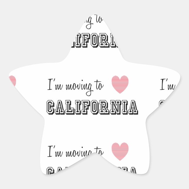 Pegatina En Forma De Estrella Me mudo a California (Anverso)