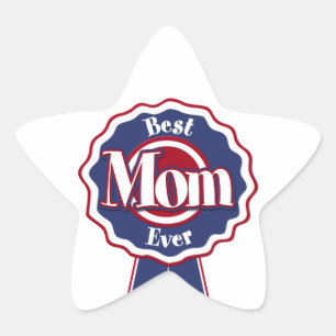 Pegatina En Forma De Estrella Mejor Madre De Cinta Azul