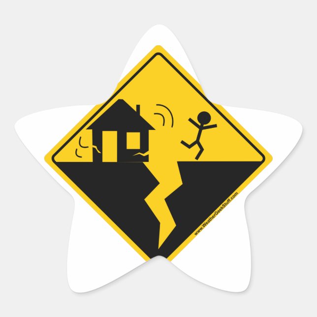 Pegatina En Forma De Estrella Mercancías de advertencia y ropa por terremotos (Anverso)