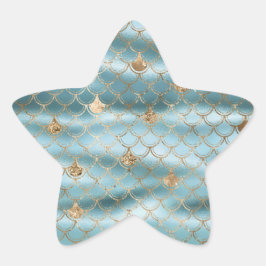 Pegatina En Forma De Estrella Mermaid Purpurina de oro azul Aqua