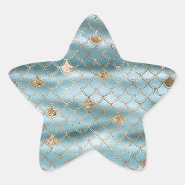 Pegatina En Forma De Estrella Mermaid Purpurina de oro azul Aqua