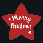 Pegatina En Forma De Estrella Merry Christmas Red<br><div class="desc">Feliz Navidad Estrella Roja Pegatinas con texto de Personalizable blanco. Encuentre más pegatinas y etiquetas de gran calidad en varios colores en nuestra tienda de Zazzle, Life on Memory Lane, y compruebe con frecuencia que descubrirá nuevos y emocionantes diseños en nuestra creciente gama de colecciones. Póngase en contacto con nosotros...</div>