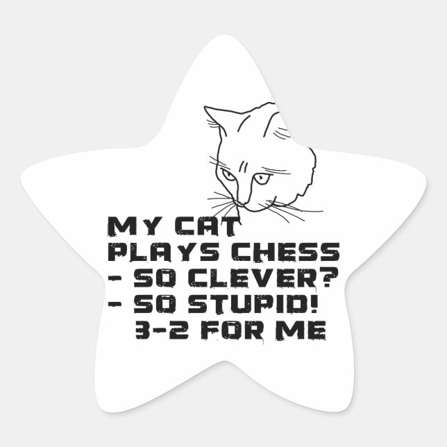 Pegatina En Forma De Estrella Mi gato juega al ajedrez (Anverso)