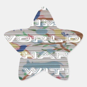 Pegatina En Forma De Estrella Mi mundo animal: Hermoso diseño de árboles y aves