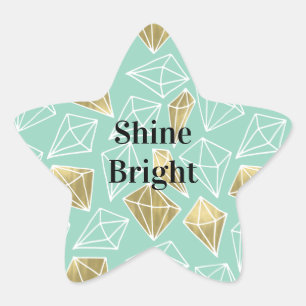 Pegatina En Forma De Estrella Moda Mint Gold Diamonds