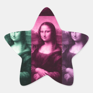 Pegatina En Forma De Estrella Mona Lisa Púrpura Rosa Verde