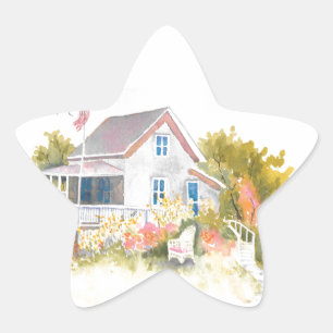 Pegatina En Forma De Estrella Monhegan Cottage J Kilburn
