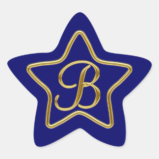 Pegatina En Forma De Estrella Monograma B en oro 3D