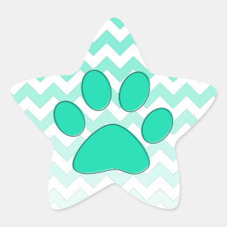 Pegatina En Forma De Estrella Monograma de Chevron Paw Zig Zag
